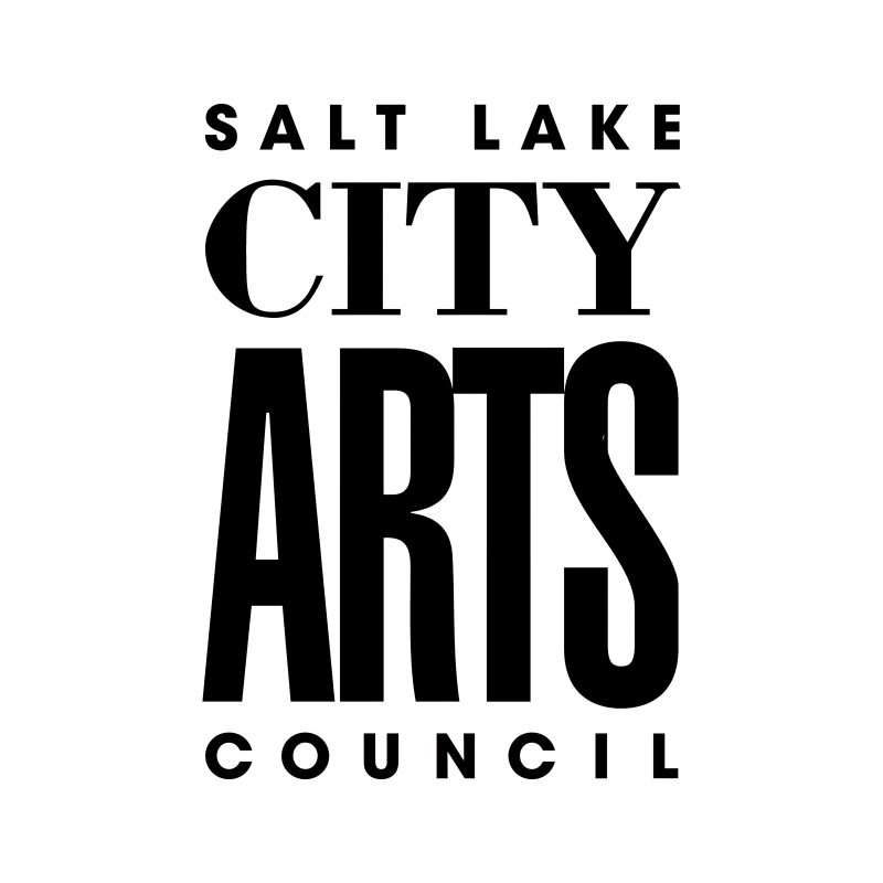 Salt Lake City Arts Council logo in white with black text 800x800